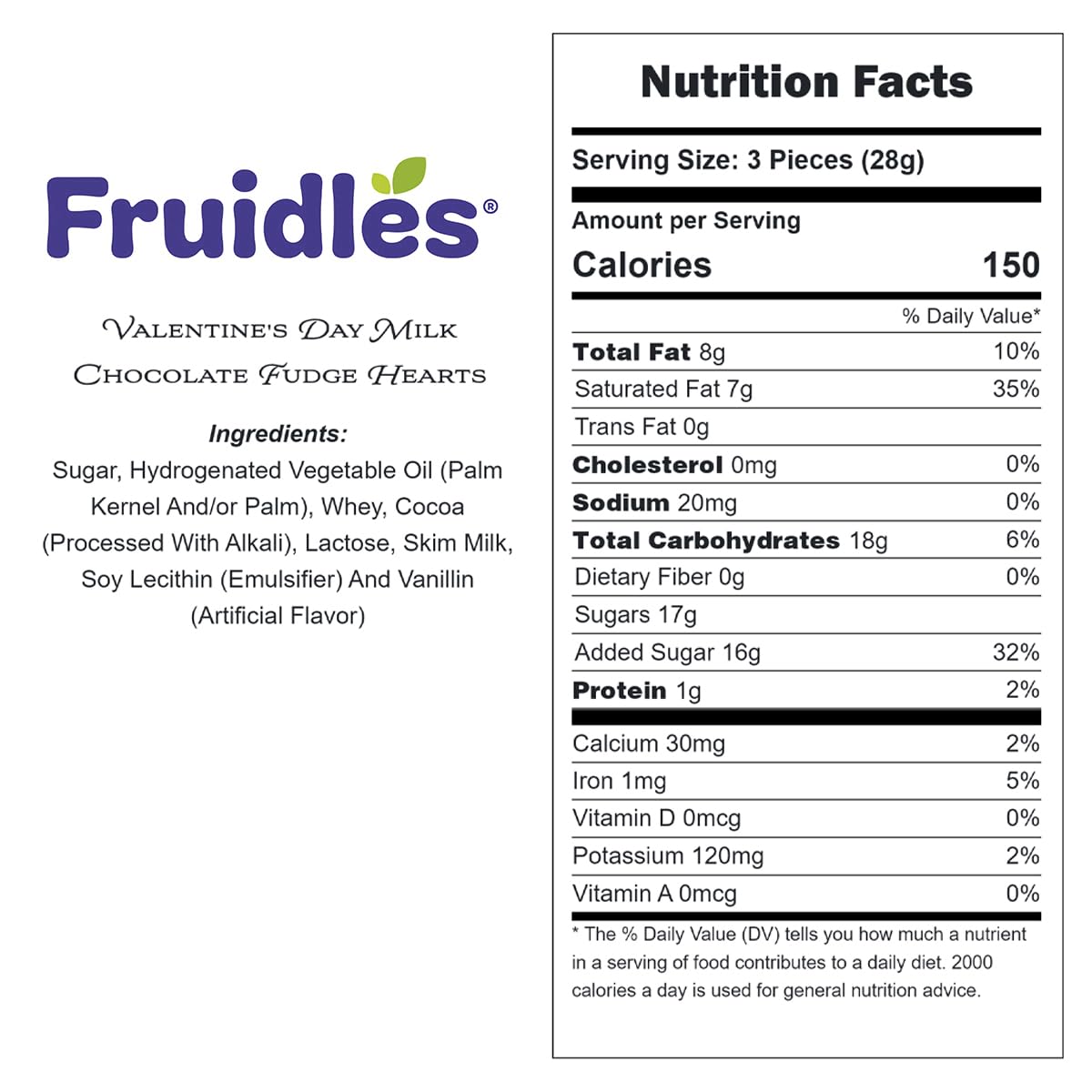 Fruidles Valentine's Milk Fudge Chocolate Hearts, Milk Creamy Chocolaty Hearts, Holiday Treats, Individually Wrapped Foils, Kosher Certified Dairy (1 Pound)