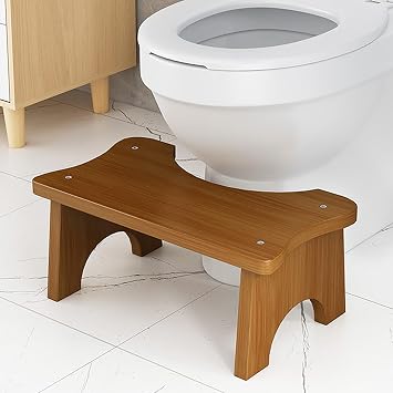 Bamboo Toilet Stool Poop for Squatting, Toilet Stool Squat For Adults & Kids, 6.7 Inch Height Bathroom Step Stool, Bed Step Stool Deep Color