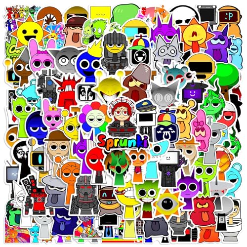 100Pcs Sprunki Stickers | Rhythm Box Puzzle Games Sticker | Waterproof Cartoon Vinyl Decals for Laptop Water Bottle Journal Phone Case Scrapbook Skateboard
