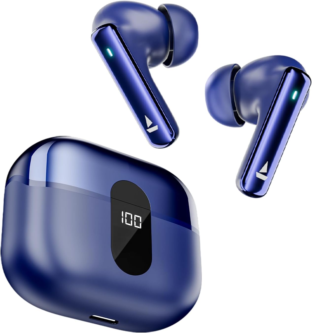 Airdopes 121 Pro Plus, 100HRS Battery, 4Mics ENx, 50ms Low Latency, Fast Charge, LED Display, IPX5, v5.3 Bluetooth in Ear Earbuds, TWS Ear Buds Wireless Earphones with mic (Blue)