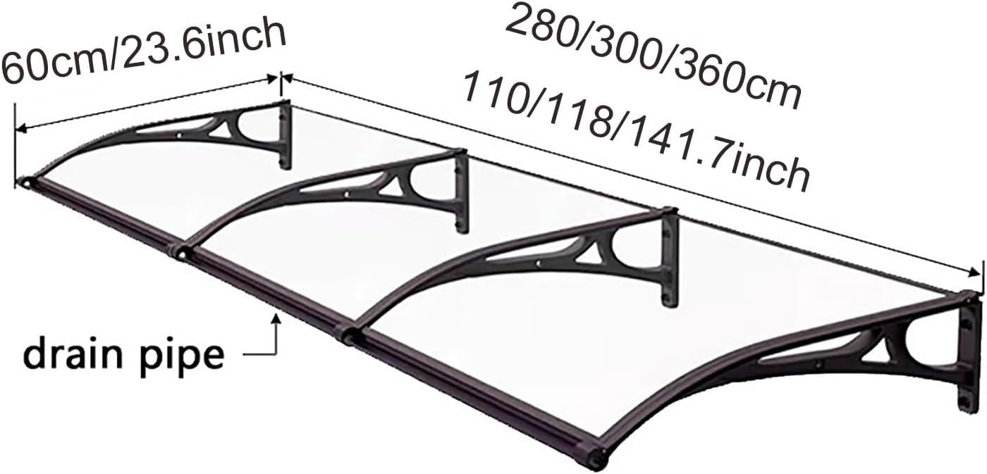 Aluminum Bracket Polycarbonate Board，Window Door Awning Canopy，Window Awning Overhead Door Modern Outdoor Front Door Patio Canopy UV Rain Snow Sunlight Protection Hollow Sheet (Color : Blue, Size :