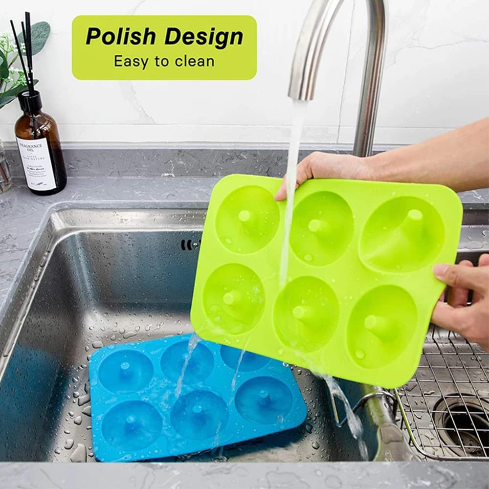 trabag Silicone Cake Moulds for Baking 2 Pack Silicone Moulds for Baking Large Non-Stick 6 Cavity Donut Mould - Image 4