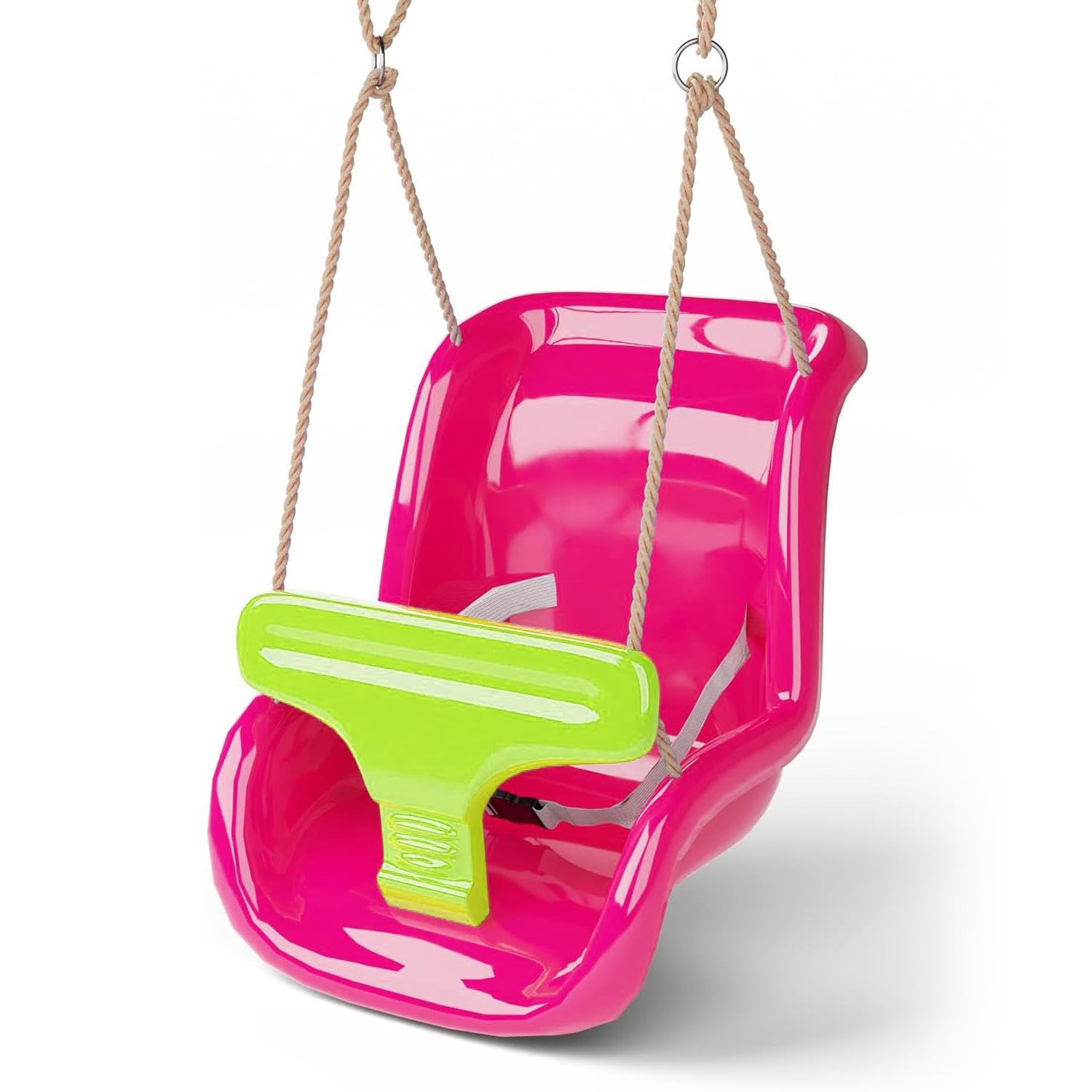 The Magic Toy Shop Pink Toddler Swing Chair – Fits Most Frames, Safe & Adjustable Kids Swing Seat with Secure Harness - Outdoor Playground Equipment for Gardens