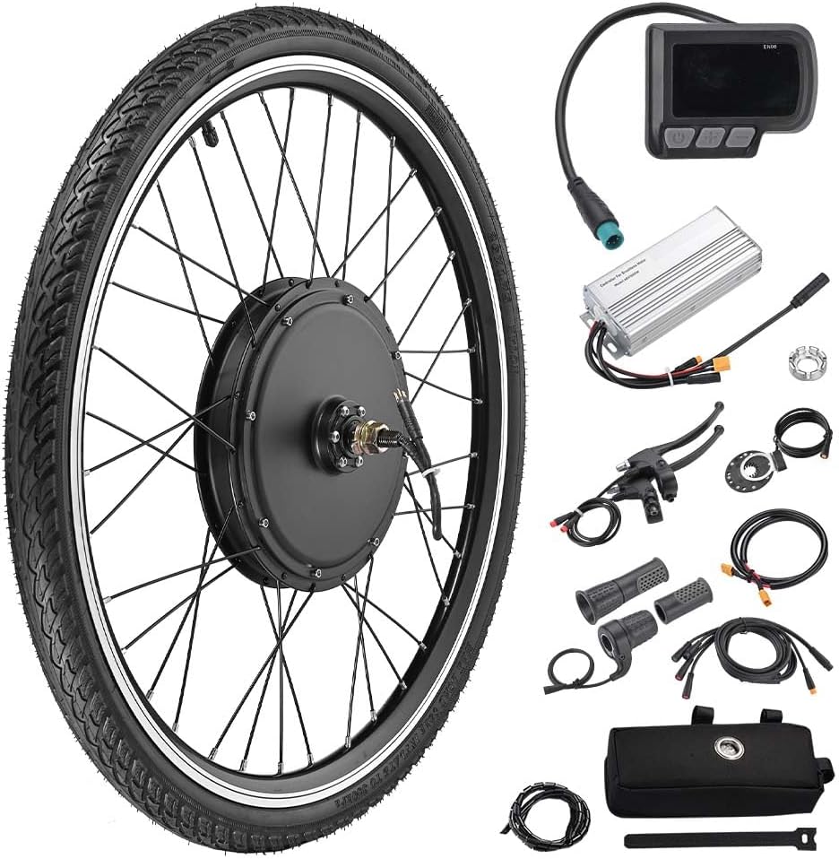 AW Electric Bike Conversion Kit 48V 1000W 26" Front Wheel Powerful Motor, Dual Mode Controller, W/LCD Display Twist Throttle PAS