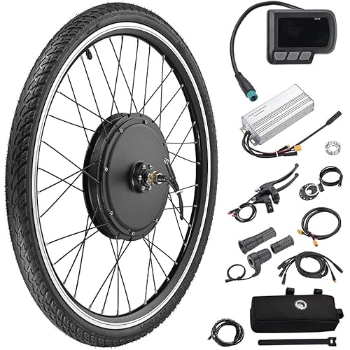 AW Electric Bike Conversion Kit 48V 1000W 26" Front/Rear Wheel Powerful Motor E-Bike Conversion Kit Dual Mode Controller W/LCD Display Twist Throttle PAS Ebike Wheel Kit
