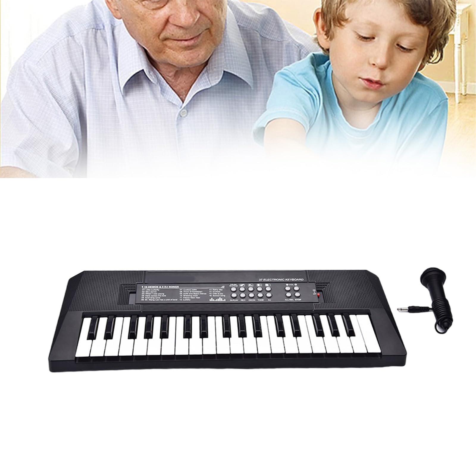 Tastiera Elettronica Portatile 37/54 Tasti Per Bambini – Pianoforte Digitale Con Microfono Esterno, Leggero, Superfici Curve Lisce, Regalo Musicale Per Compleanni E Feste