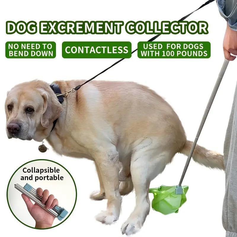 Image of Dog Pooper Scooper with Bags,Long Handle,only 8.07 inches Folded,Compact and Portable, self-Adhesive Design, Suitable for Both Small and Large Dogs (Large)