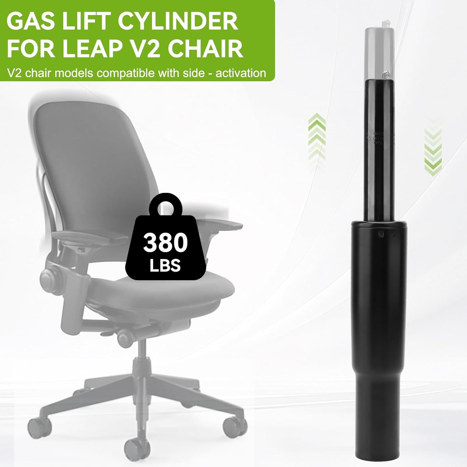 Heavy Duty Gas Lift Cylinder for Steelcase Leap v2 Chair, Side Activate - Chair Lifting Accessories, 4 Hydraulic Piston with 380 lbs