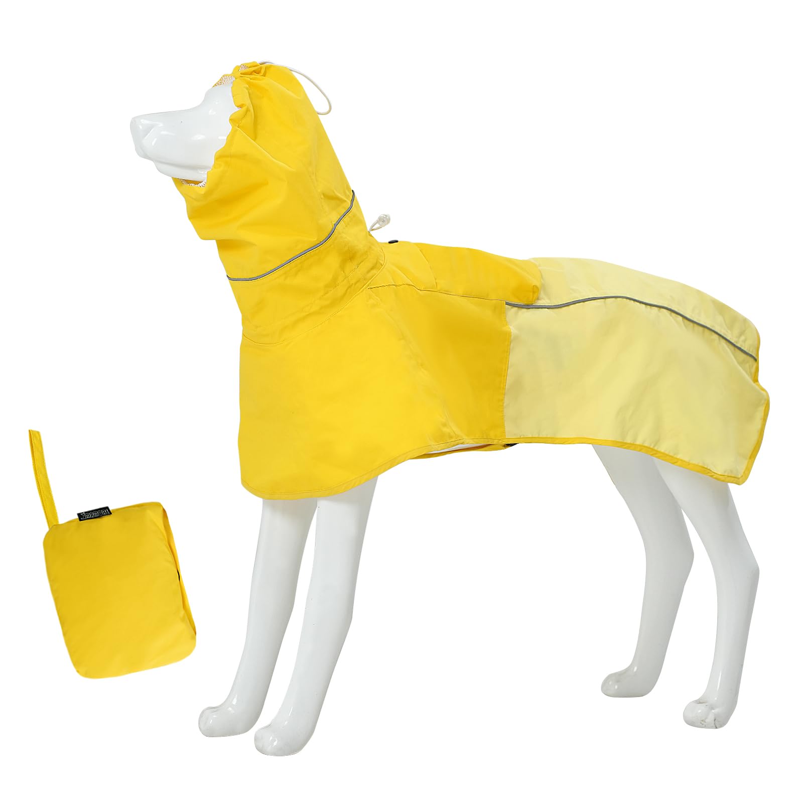 MAMORE Waterproof Dog Raincoat, Adjustable Rain Jacket, Reflective Lightweight for Small Medium Large Dogs, Outdoor Walking Hiking (Yellow, XX-Large(25-35kg))