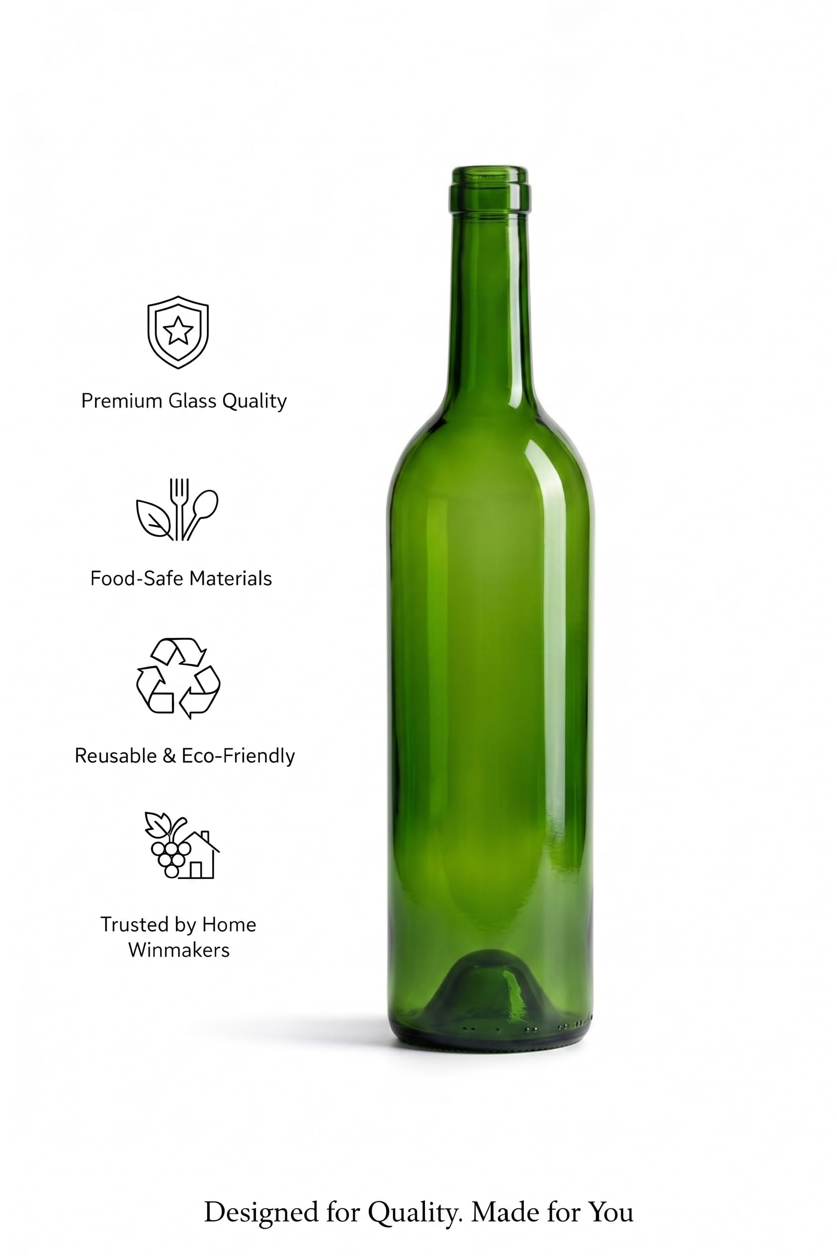 Bouteille 750ml Bordeaux 24 pièces - Bouteilles de vin vide pour brasserie à la maison - Boîte de rangement pour boissons - Décoration de service - En verre vert