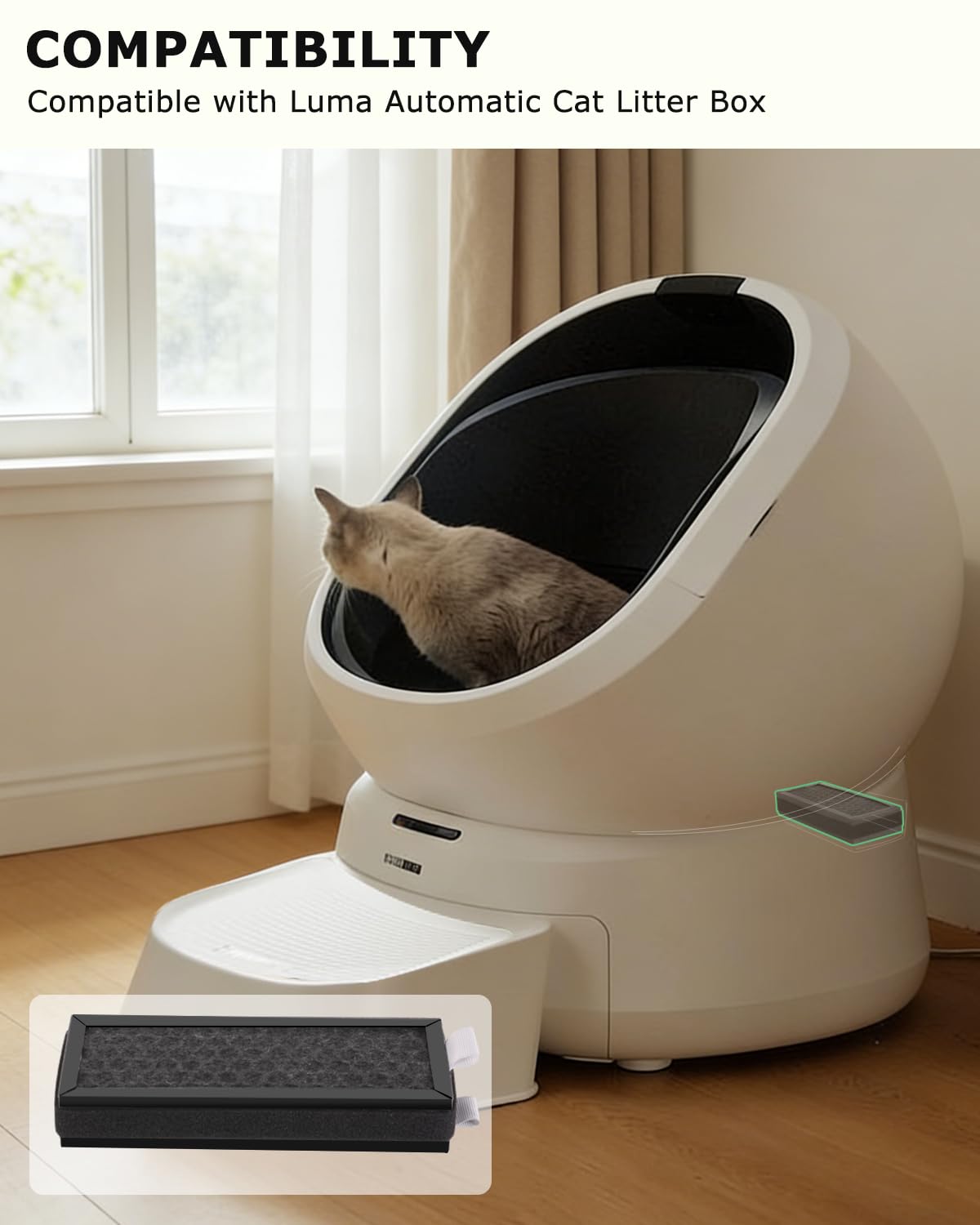 Replacement Filter for PETLIBRO Luma Automatic Self Cleaning Litter Box, Odor Control Filter Insert, Easy Installation, Cat Litter Box Accessory - image 2