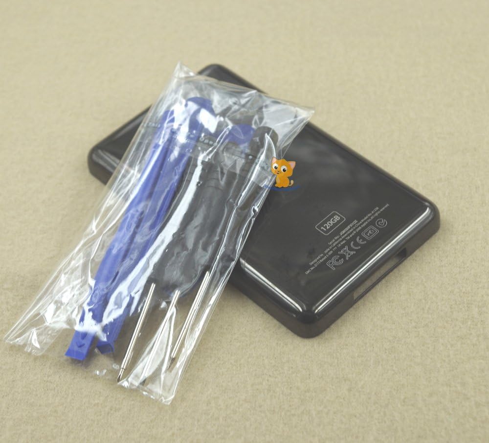 hkoem Pure Black Metal Back Rear Housing Case Cover Shell Backplate for iPod 6th Gen Classic 120gb