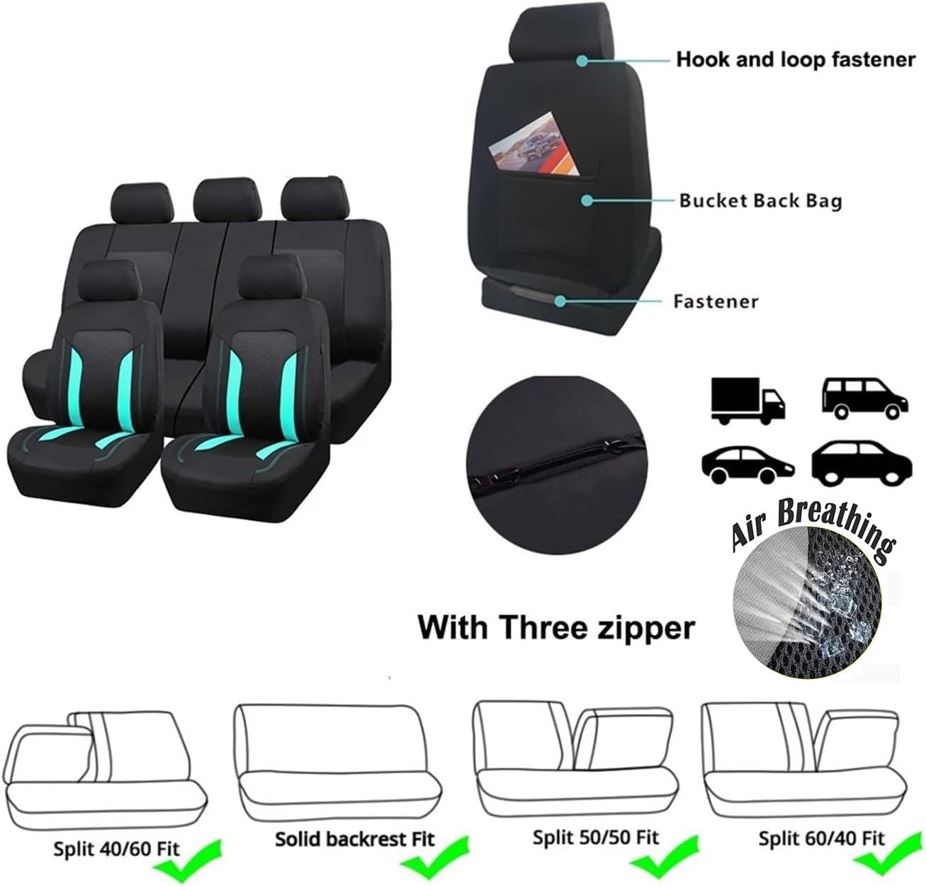 QUNINE Pokrowce na siedzenia samochodowe do Dacia Sandero Stepway 3.GEN 2.Gen 2012 2013 2014 2015 2016 2017 2018 2019 2020-2025, oddychające antypoślizgowe pokrowce na siedzenia samochodowe ochraniacz
