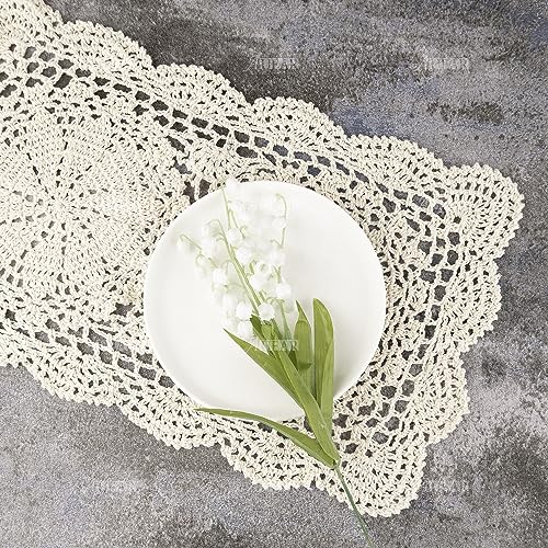 Auear MC14364_GROUP1 2 Pcs Crochet Cotton Lace Placemats Doilies Rectangle Doily Beige Handmade Doilies thumb #1