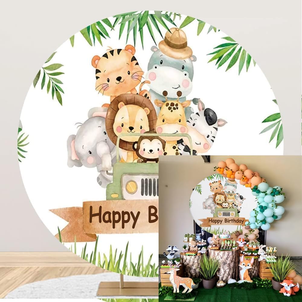 Sfondo Fotografico Animali Zoo 2,2x1,5m Per Festa Compleanno Bambini – Giraffe E Zebre In Vinile