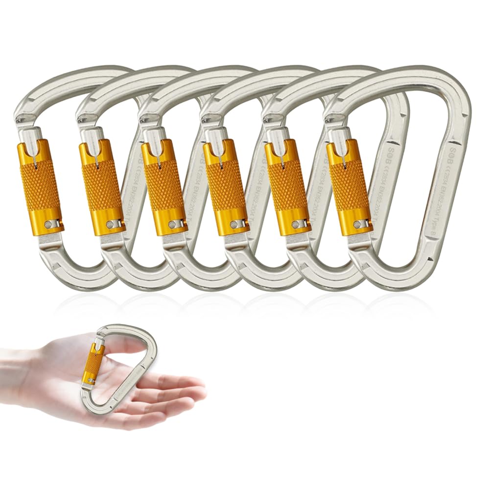 SOB Mosquetón de Alambre 25KN (5644lb) Alta Resistencia, Forma D, para Llaveros, Camping, Senderismo, Mochilero, Correa para Perros - Multiusos