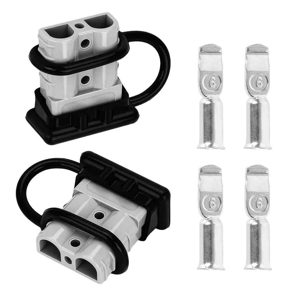 Wire Connector Kit, 50A Wire Harness Plug Kit for 6-12 Gauge Cables, 12V-36V Power Connector with Dust Cover, 2-Pole Heavy-Duty Battery Quick-Disconnect Plug-image-8