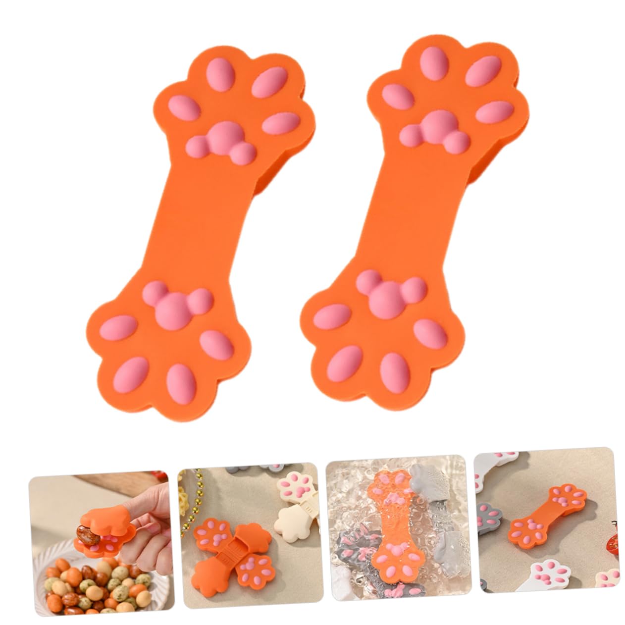 Amosfun 10pièces Clips Alimentaires Silicone Forme De Patte De Chat Pince De Scellage Réutilisable pour De Snacks Et Aliments pour Conserver Fraîcheurs