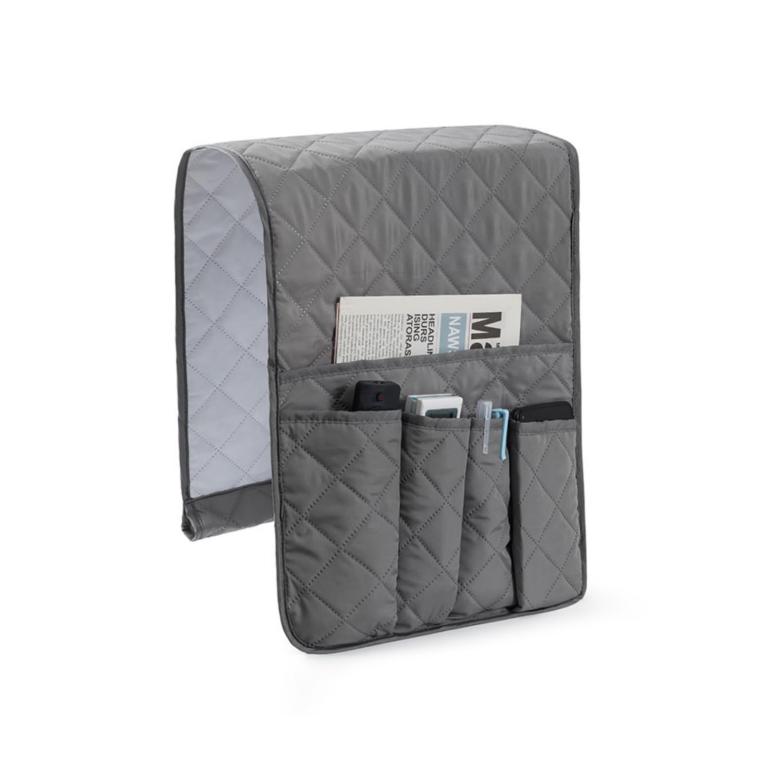 HAN SHENGCouch Sofa Chair Armrest Organizer with 5 Pockets Bedside Caddy Storage Bag Armchair Caddy Hanging Holder Bag for Magazine Books Glasses Storage