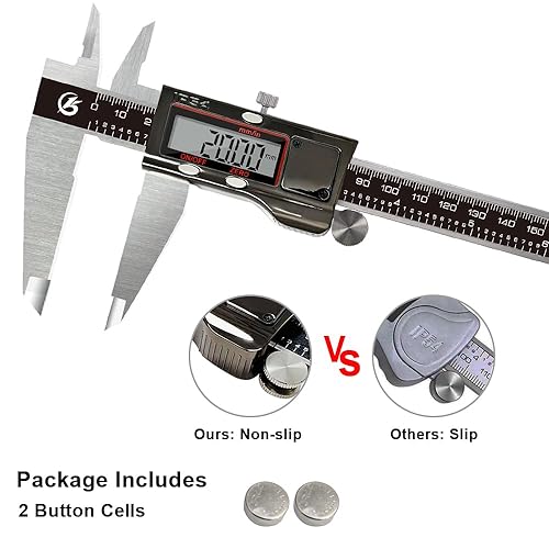 Miniatura 20 de KETOTEK Calibrador digital de 6 pulgadas, herramienta de medición electrónica de acero inoxidable, micrómetro digital con pantalla LCD grande