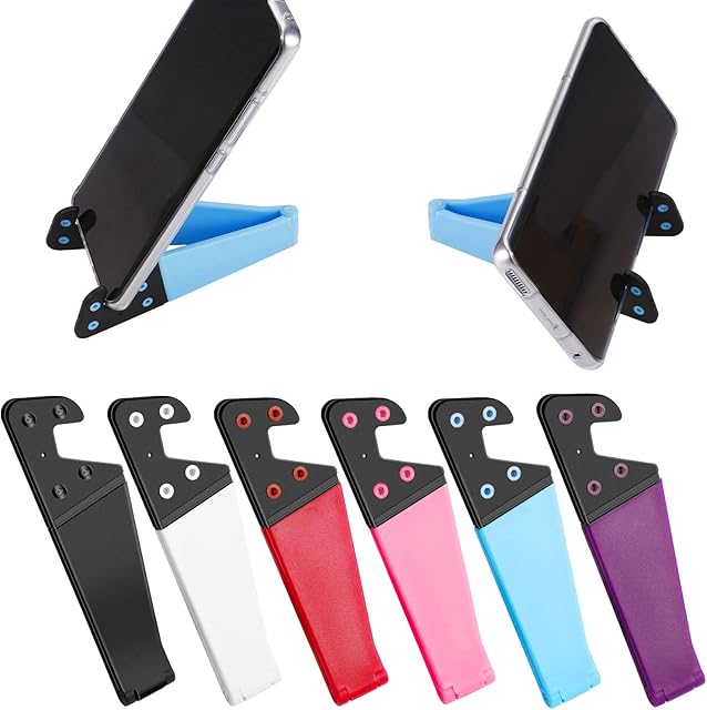Yafe 6 Pcs Foldable Cell Phone Stand, Colorful Portable Pocket Mobile Phone Tablet Travel Mount Desk V Shaped Universal Foldable Vertical and Horizontal Holder for Tablet and Smartphones