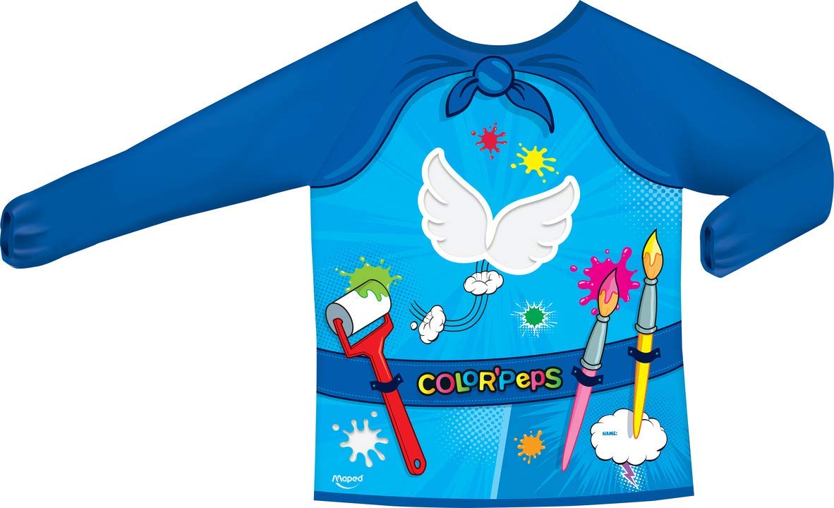MAPED Color'Peps Superheros Long Sleeve Painting Apron for Kids, from 4-8 Years Old, Blue, Multicolour (820410) - Image 7 thumbnail