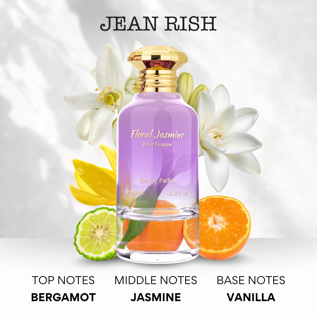 Jean Rish Floral Jasmine Perfume for Women Eau De Parfum, Long-Lasting Luxury Fragrance, Made In USA - Bergamot, Orange, Jasmine, Vanilla Scent - 100ml / 3.4 oz - Image 2