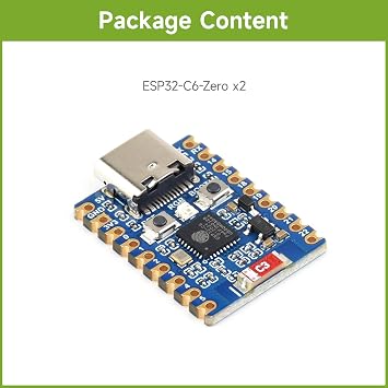 Waveshare ESP32-C6-Zero(2 PCS), ESP32-C6 Mini Development Board, Based on ESP32-C6FH8, Dual Processors, 160MHz Running Frequency, 2.4GHz WiFi 6 & BT5, ESP32 Development Board, Without Pin Header
