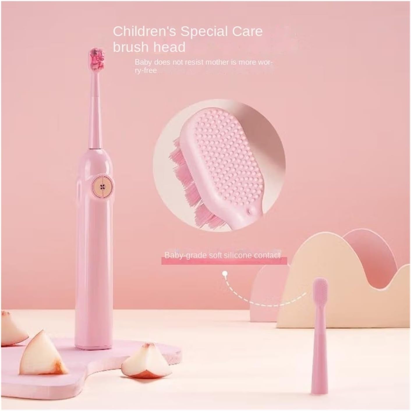 BAIR K9 Children's Electric Toothbrush, Rechargeable Children's Soft Hair Automatic Sonic Electric Toothbrush. (32-33, 34-35, 36-37, 38-39, 40-41, 42-43, 44-45, 46-47 : Peach You Like)