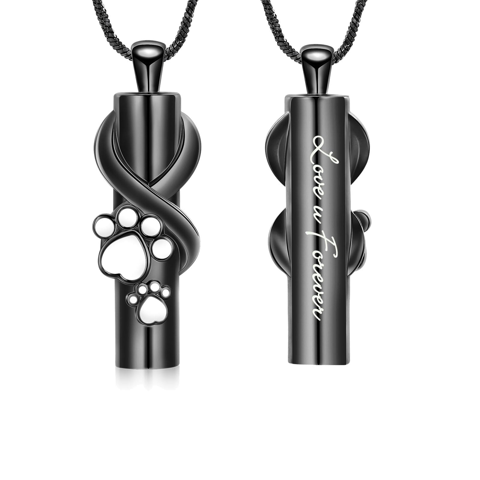 Urna collana per cenere per cane/gatto animali domestici zampa pressione cilindro ciondolo cenere gioielli ricordo animale domestico urna gioielli cremazione gioielli gioielli