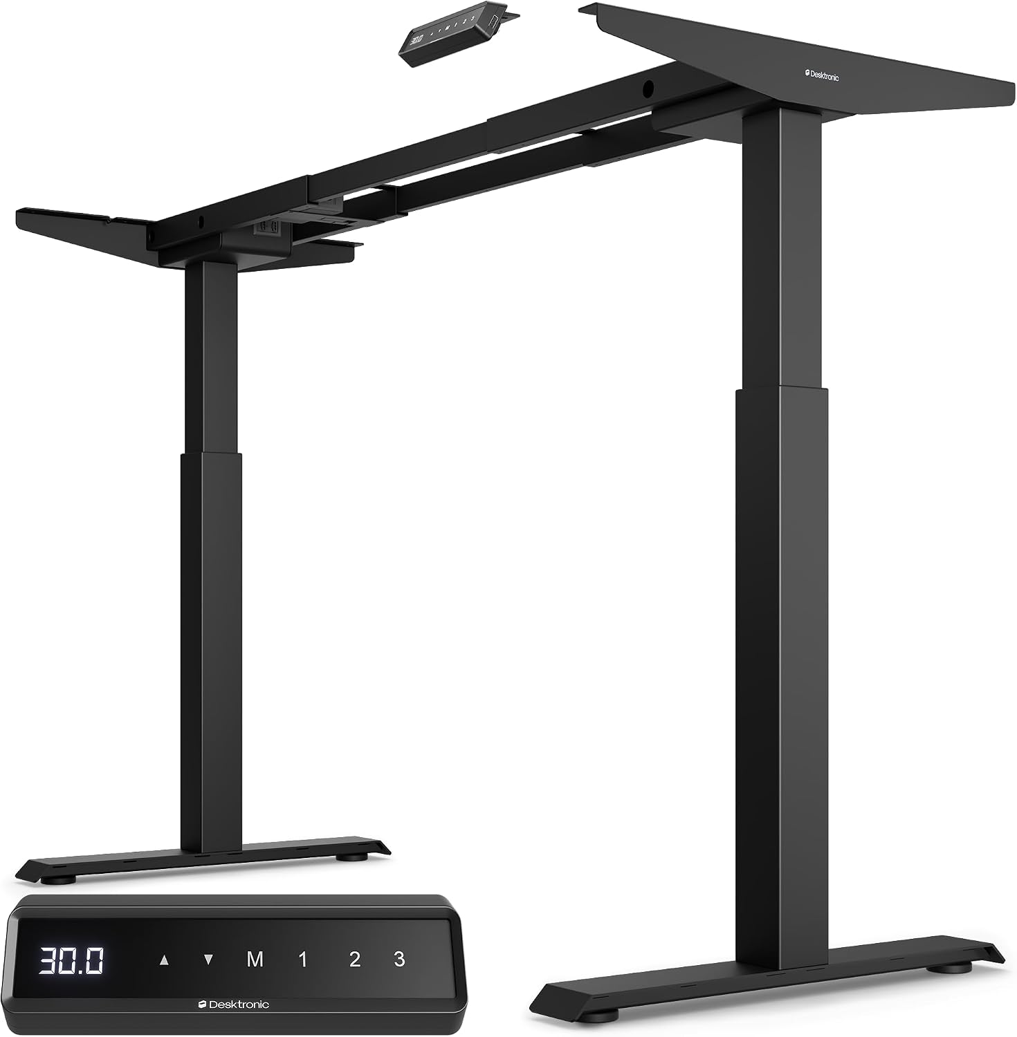 Desktronic Height Adjustable Standing Desk Frame — Ergonomic Sit Stand Desk Frame, Electric Dual Motor, USB & USB-C Charging, Wobble-Free, Touchscreen, 3 Memory Presets, Anti-Collision