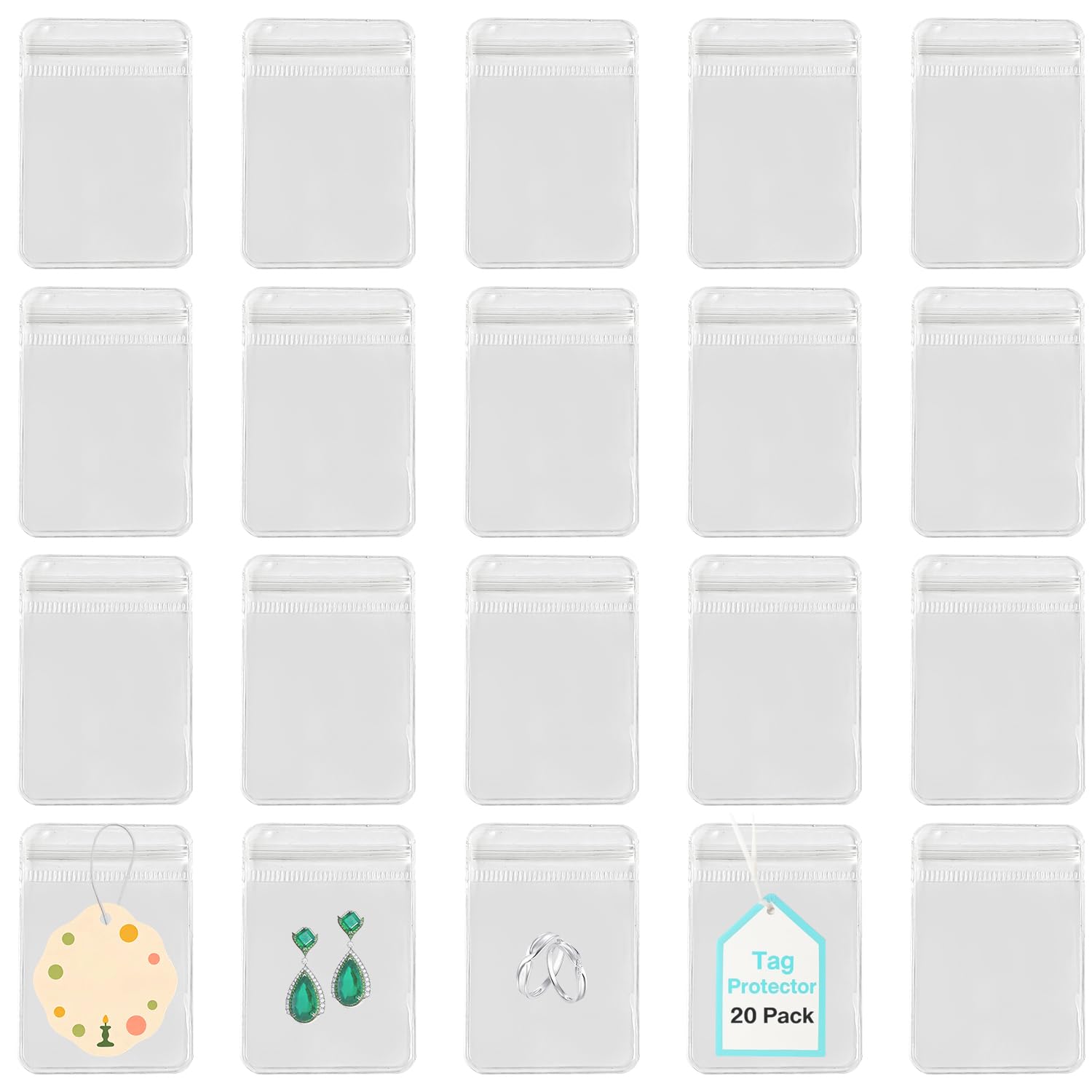 Plush Toy Tag Protectors 20 PCS, Protect Labels from Wear, Clear PVC Covers 5 x 7 cm, Slip-On Swing Tag Sleeves for Collectors, Display, Storage, Collection Care, Organisation and Daily Handling