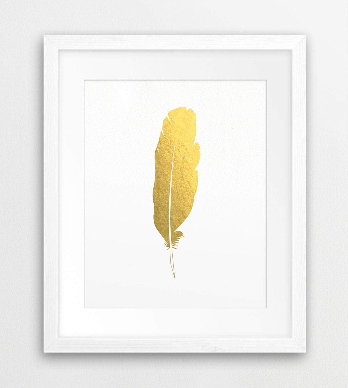 Feather Print Gold Feather Wall Art Feather Silhouette Gold Foil