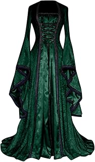Camisas medievales para hombre con capucha, vestido de mujer, color liso, manga trompeta, vestido largo, manuscritos medievales iluminados