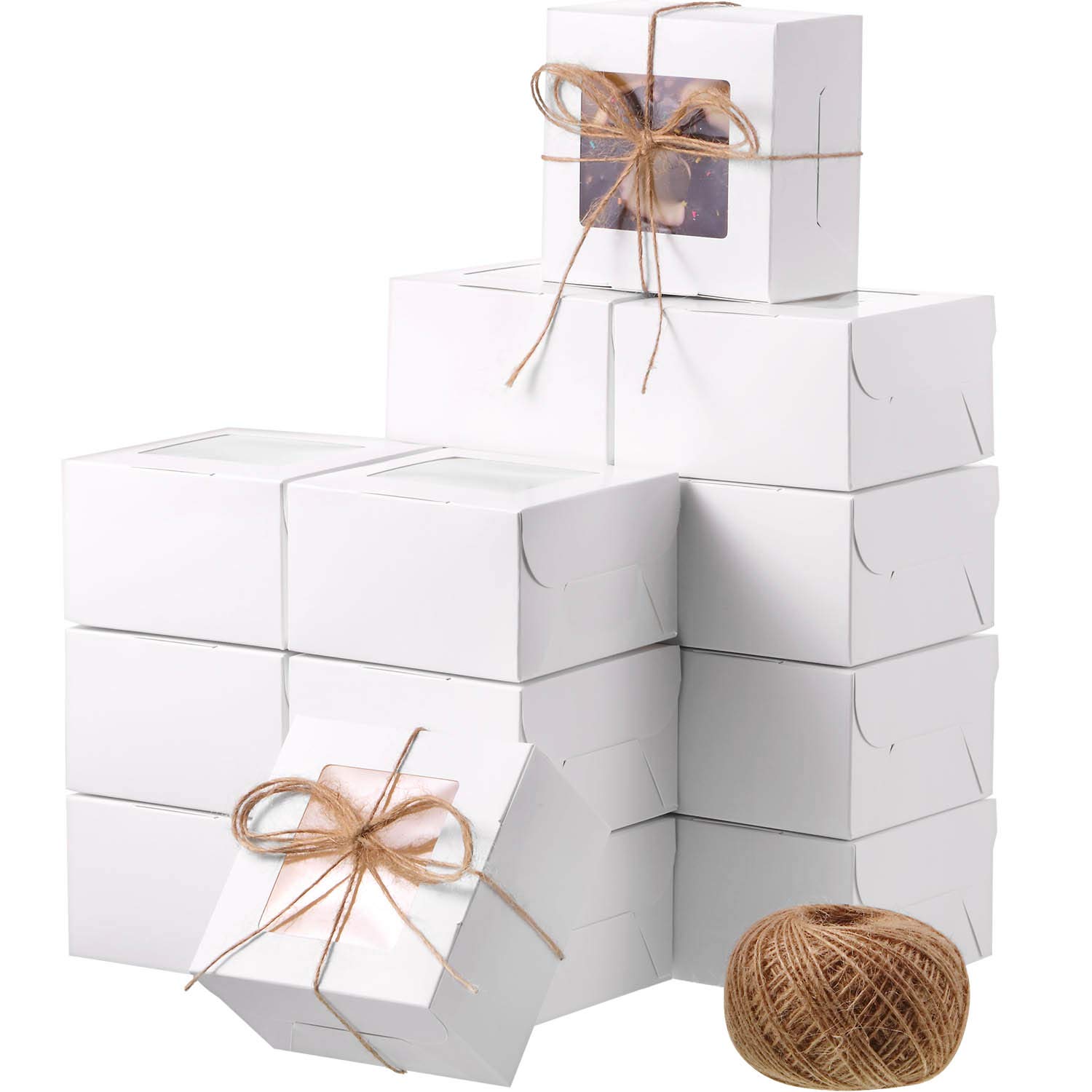Boîtes cupcakes blanches emballage cadeau biscuits et petites tartes