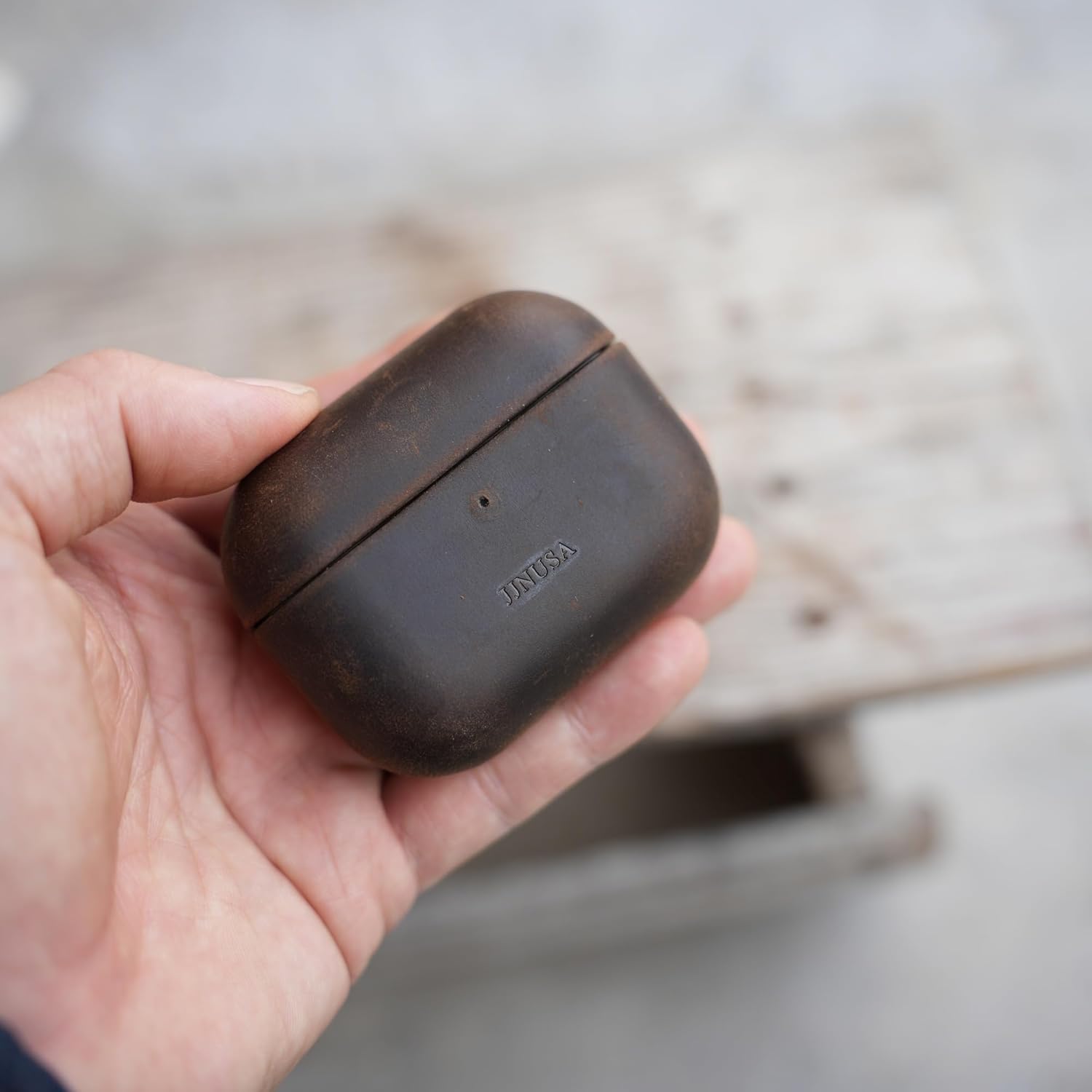 Handcrafted Crazy Horse Unique Leather Case for AirPods Pro 3rd Gen (2025), Vintage Aesthetic, Two-Tone Effect,Compatible with MagSafe, Compatible with Airpods Pro 3 darkbrown1