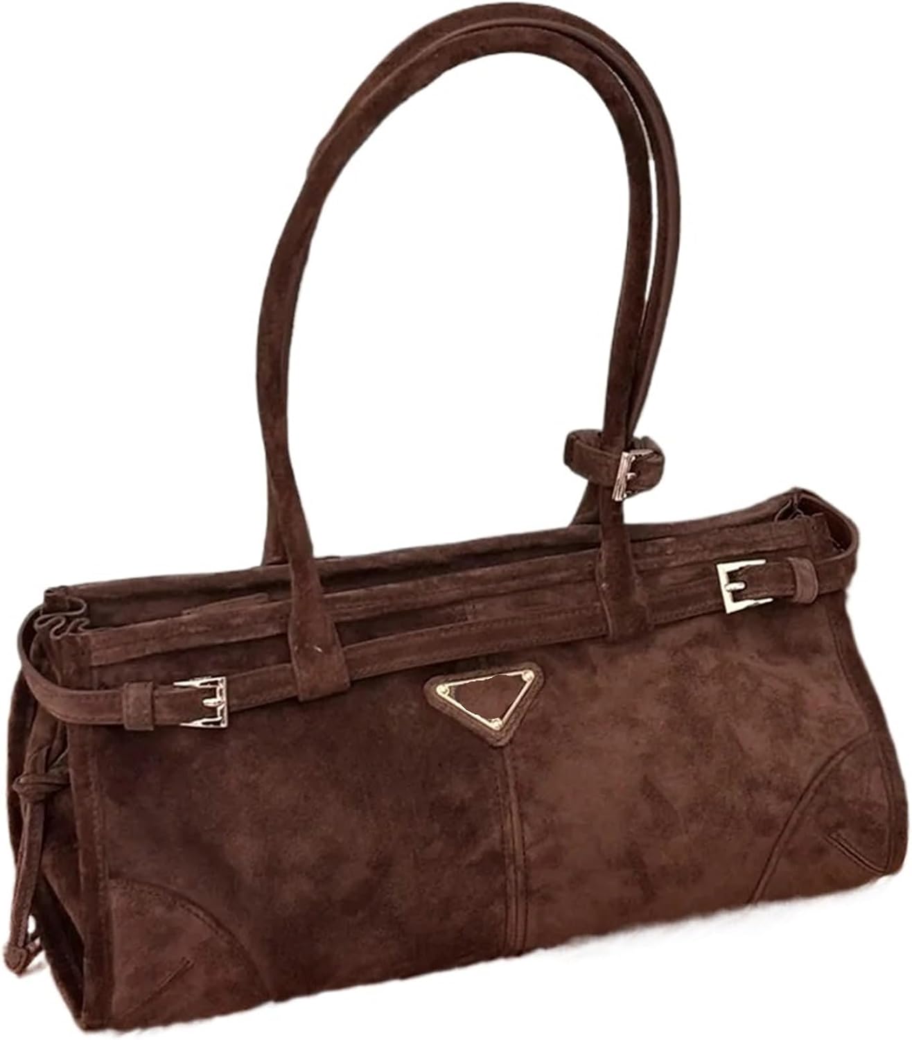 Casual Belt Buckle Suede Bag For Women Single Shoulder Underarm Bag Ladies Fashion Handbag Large Capacity Totes Bag