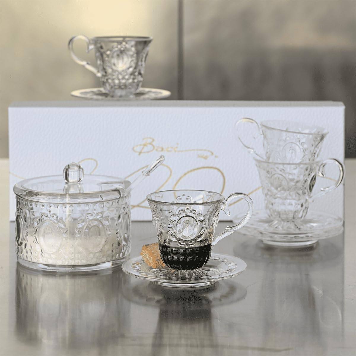 Baci Milano Set 4 tazzine caffe + zuccheriera & cucchiaino Baroque & Rock Anniversary