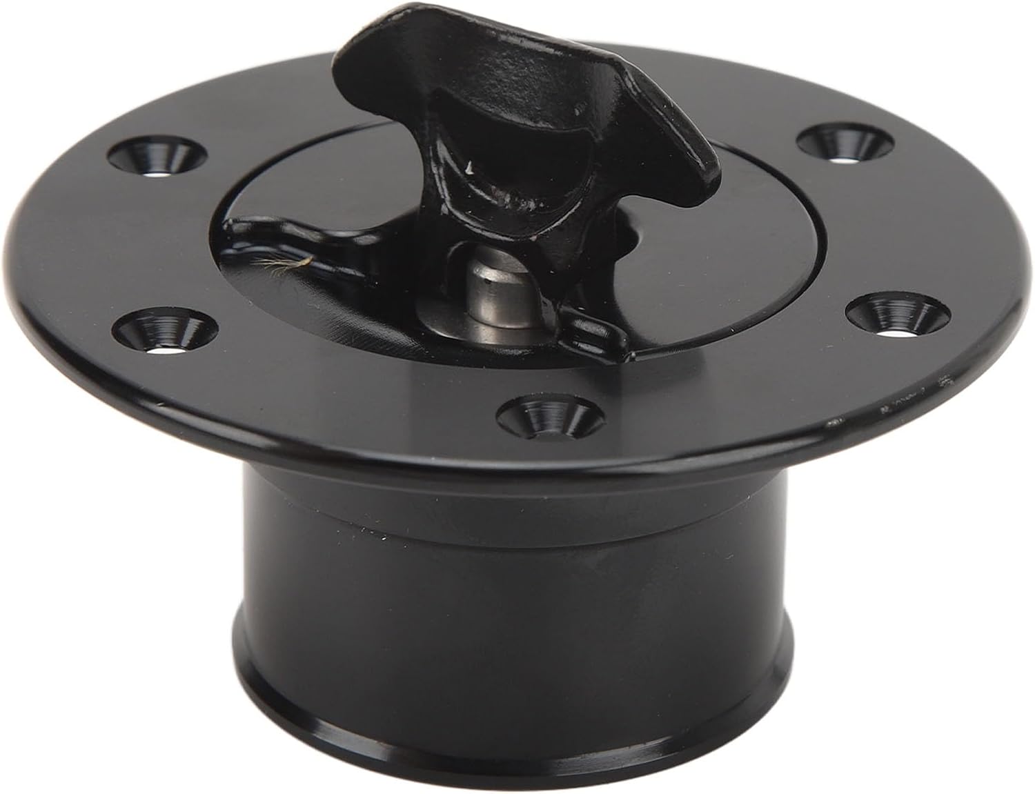 Jiawu Fuel Fill Filler Neck and, 9mm/1.54in Aluminum Alloy Flush Mount Fuel Cell with 6 Bolt Opening, Universal for Car, Black