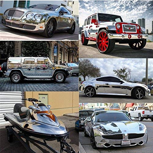 Alamor 10 x 152 cm autospiegel chroom zilverfolie folie sticker folie blad auto boot - Afbeelding 5