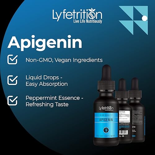 Miniatura 7 de Suplemento de apigenina de 70 mg, líquido de 4 onzas, 220 porciones, fabricado en Estados Unidos, absorción rápida, ingredientes potentes de