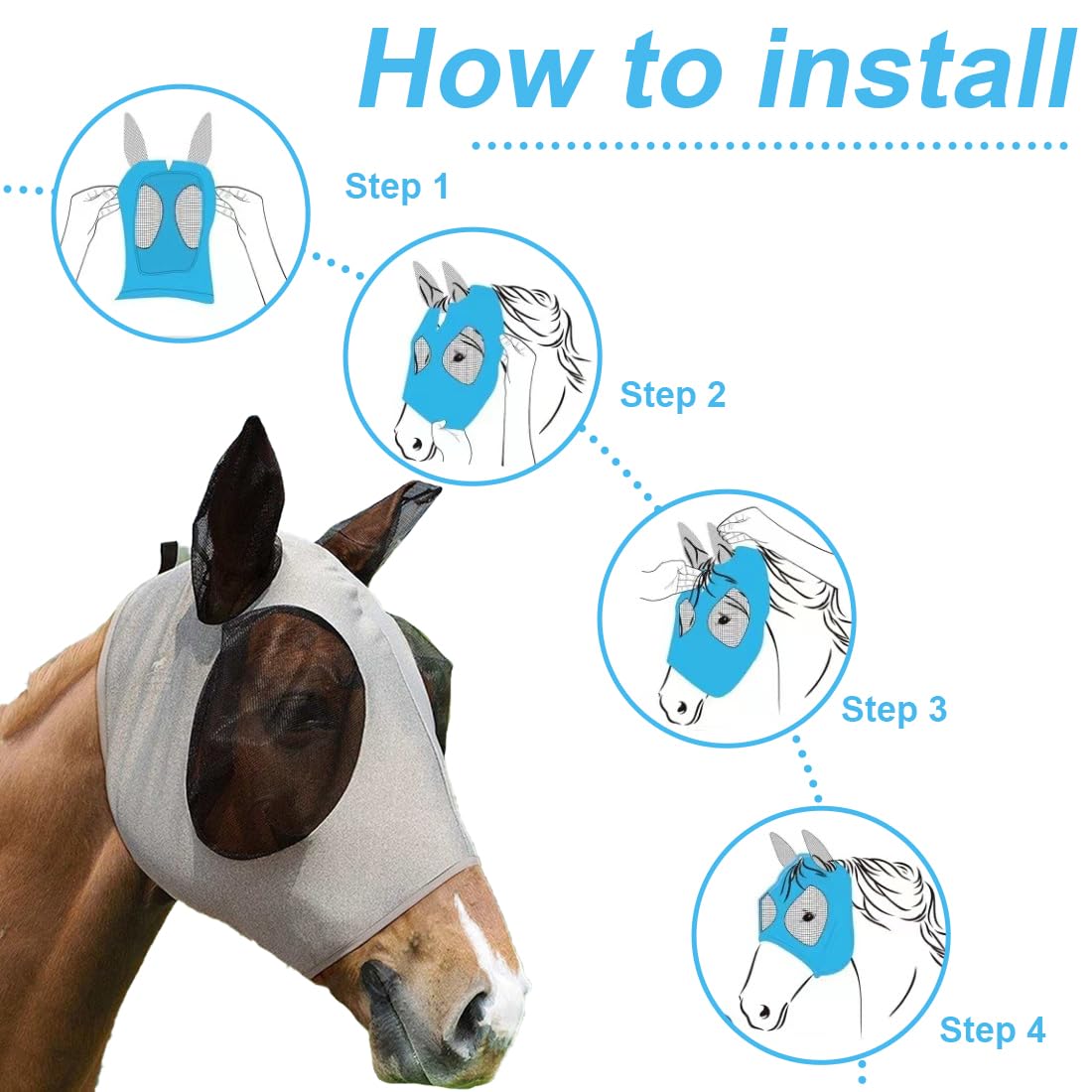 EIHI Maschera antimosche cavallo, Coperta rete antimosche per cavalli