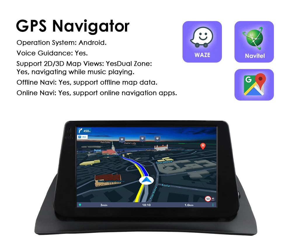 Autoradio Android 14 9 Pouces pour Renault Kangoo 2009-2018, Compatible avec Carplay/Android Auto sans Fil, Commandes au Volant, Wi-Fi/4G, FM 4 cœurs 2 Go et 64 Go