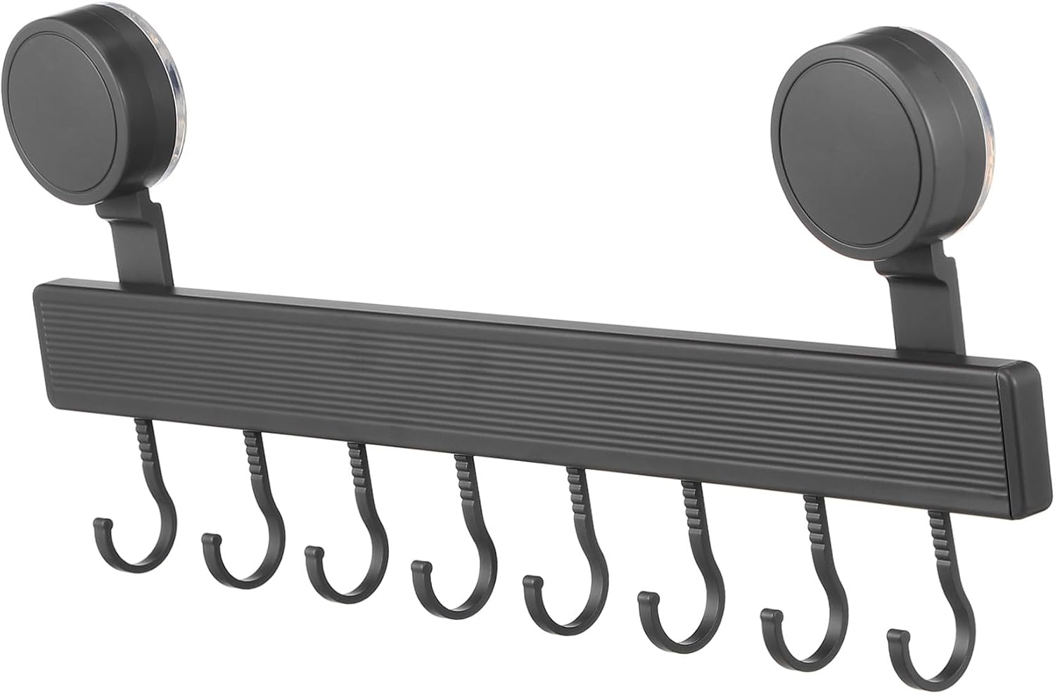 Heavy Duty Suction Cup Hook Rack with Aluminum Hooks for Kitchen Utensils Pots Pans and Towels No-Drill Wall Mounted Storage Organizer with Strong Suction for Bathroom and Workshop