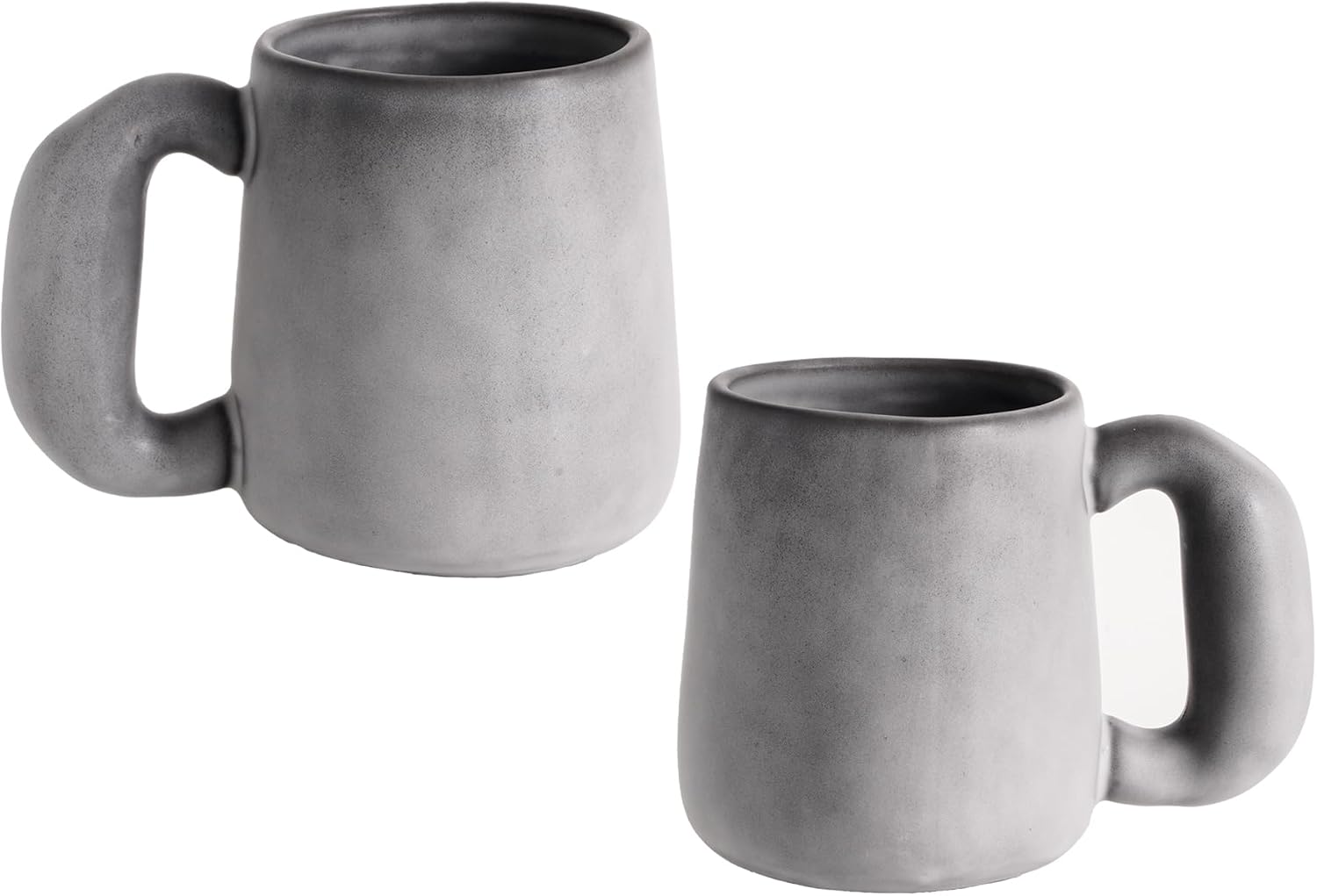 Uaral Ceramic Large Coffee Mugs,Pottery Coffee Mug Set with jumbo handle,Handmade mugs for Coffee,Latte,Milk,Cocoa or Tea,20oz,Set of 2(Dark Gray)