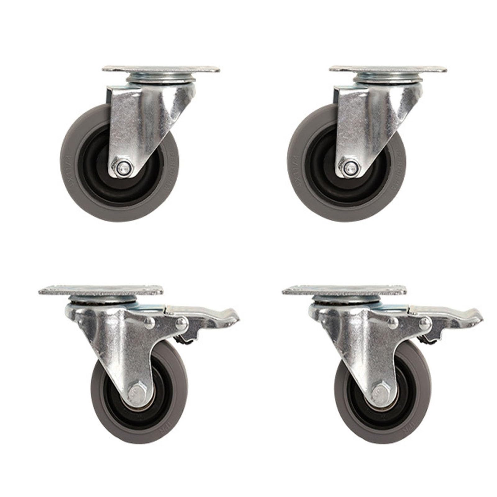 MXXQRHF HeavyDuty 360° Swivel Workbench Casters AntiStatic Steel Castor Wheels for Carts Thickened Bracket Universal with Brake 10.5cm Durable & DeformResistant