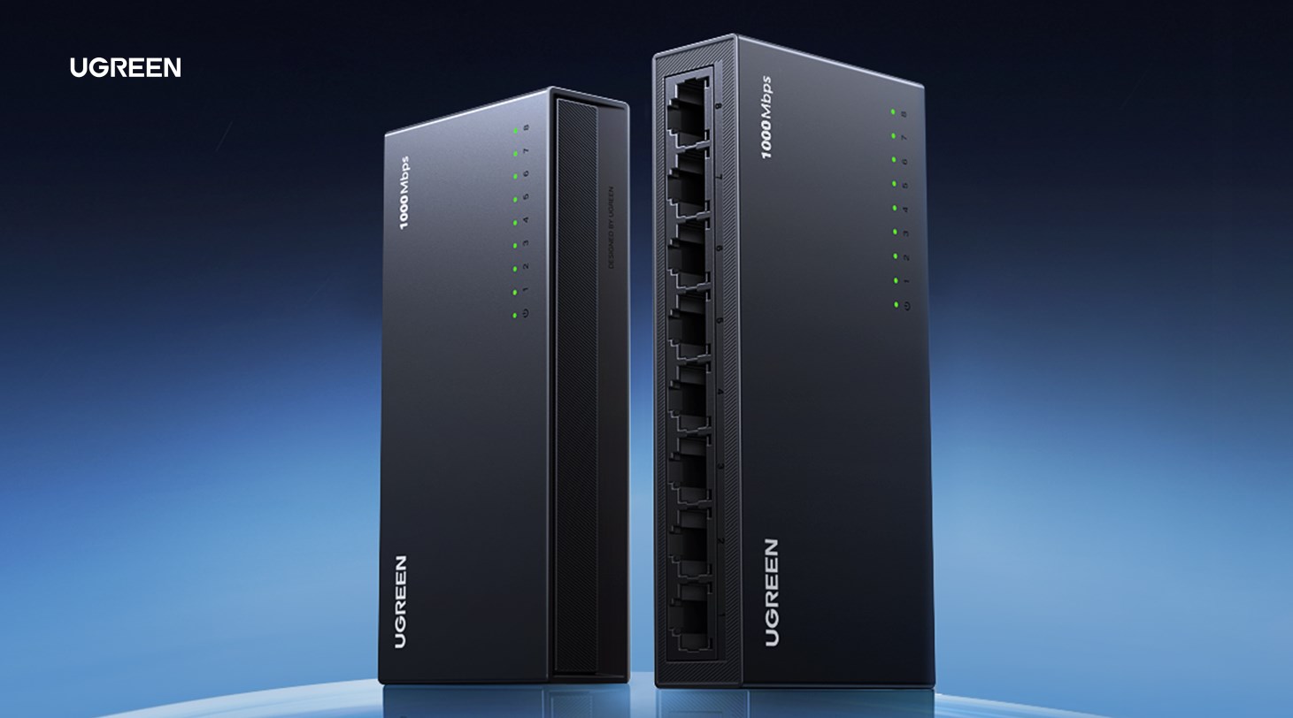 UGREEN Gigabit LAN-switch, Plug & Play (8 poorten) | Ethernet-switch voor tv /laptop/switch/router, automatische snelheid van 10/100/1000 Mbps, duplex-instelling