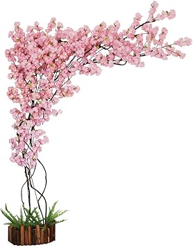 Amazon Co Jp プレミアムふわふわ桜の木 人工花の結婚式の家 ピンクの偽のツルの花 ホーム キッチン