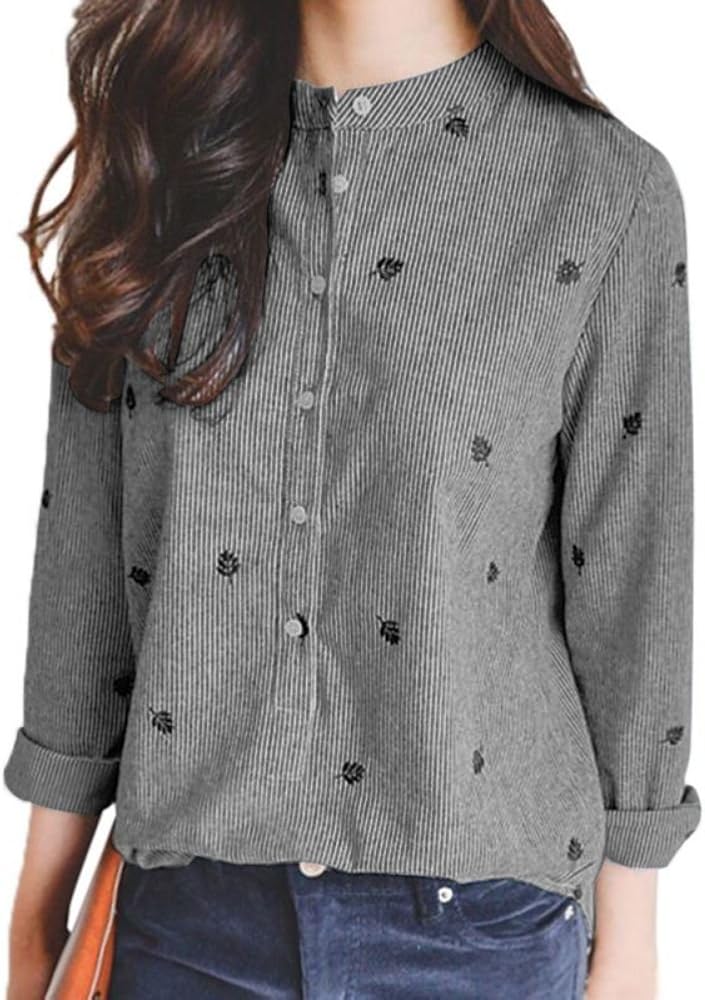 美品カレンソロジースタンドカラー アイボリー ストライプ 長袖シャツ C.S.G＞ストライプロングシャツ | [公式]カレンソロジー