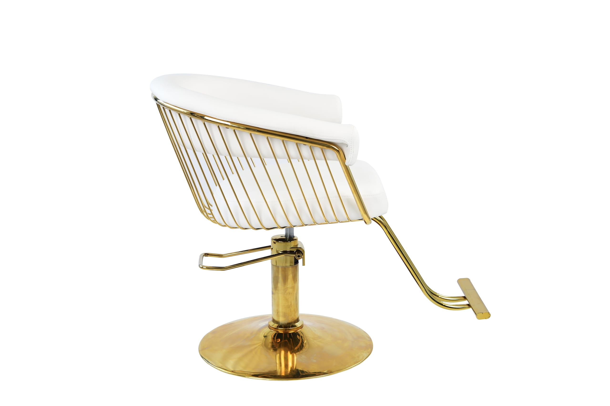 Friseurstuhl, höhenverstellbarer Barber 360° für Friseursalons zu Schönheitssalons, 64 x 48 x 80-95 cm, weiß